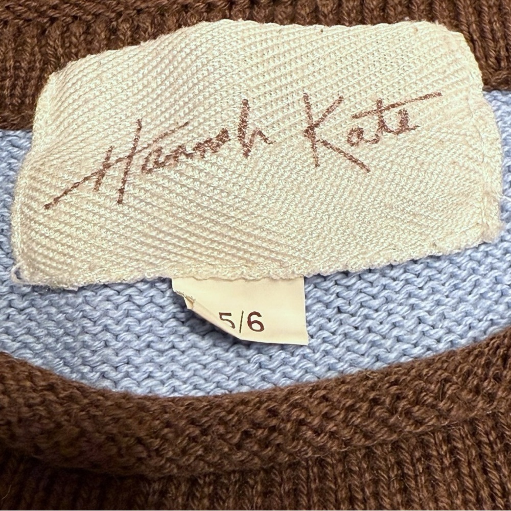 Hannah Kate 5/6 Brown Blue Stripe Knit Sweater – 100% Cotton Boutique - Picture 2 of 5